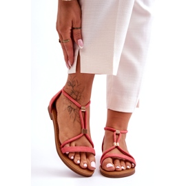 C'M Paris Naisten Coral Coral Vetoketjulliset litteät sandaalit punainen 3