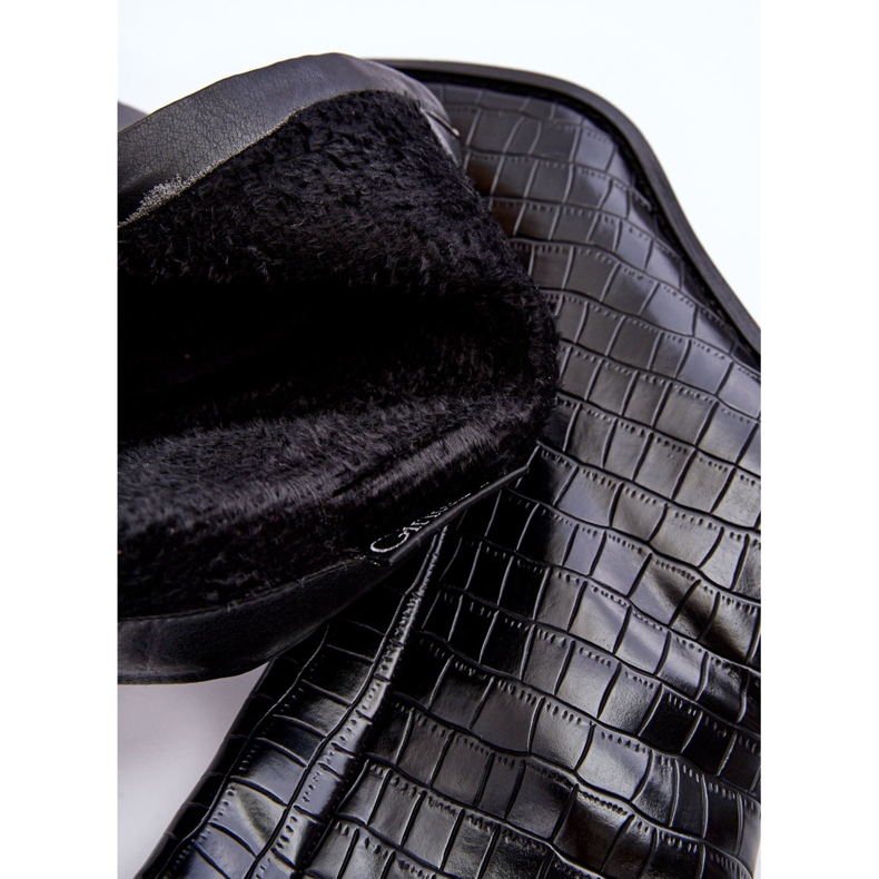 Nahkaiset korkeat saappaat Snake Pattern Musta Kornell 1