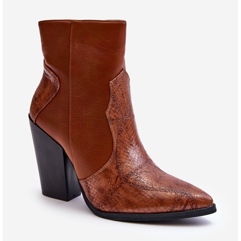 Naisten nahkaiset Cowboy-saappaat Ruskeat Fiorene 1