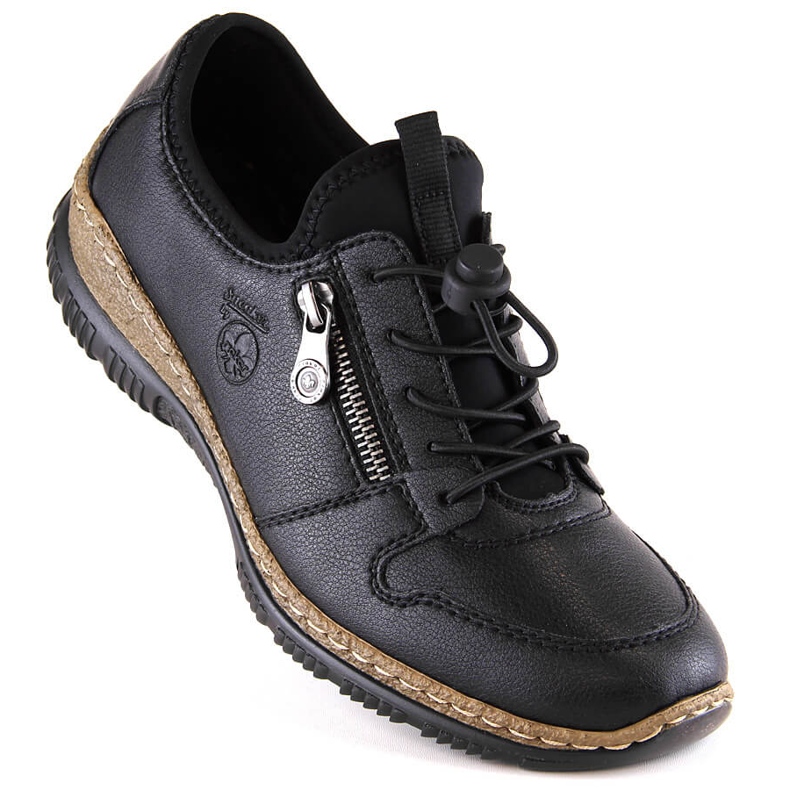 Naisten mustat nahkakengät Rieker N32G0-00 1