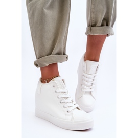 Naisten Wedge-nahkaiset Big Star -lenkkarit MM274002 Valkoinen 1