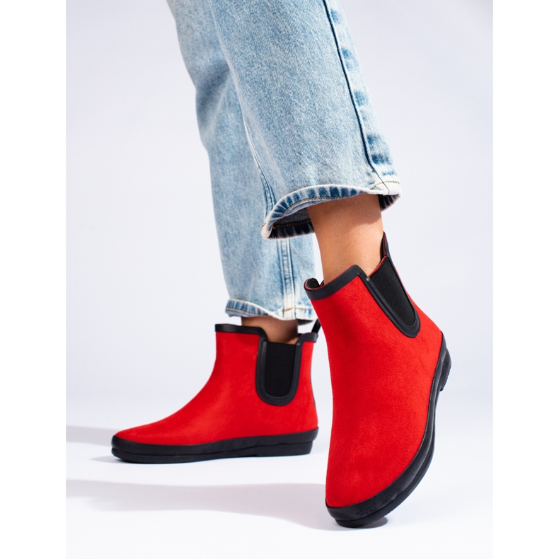 W. Potocki Potockin punaiset eristetyt mokkanahkaiset kumisaappaat punainen 1