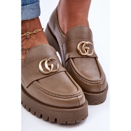 Laura Messi Naisten nahkakengät, joissa on koristelu tummilla beige-ruusuputouksilla 2