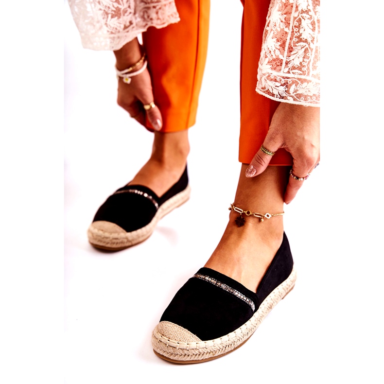 S.Barski Klassiset naisten mustat Slip-On Espadrilles Cersei 7