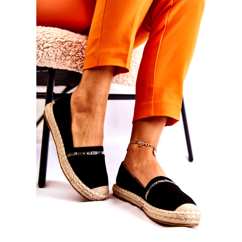 S.Barski Klassiset naisten mustat Slip-On Espadrilles Cersei 3