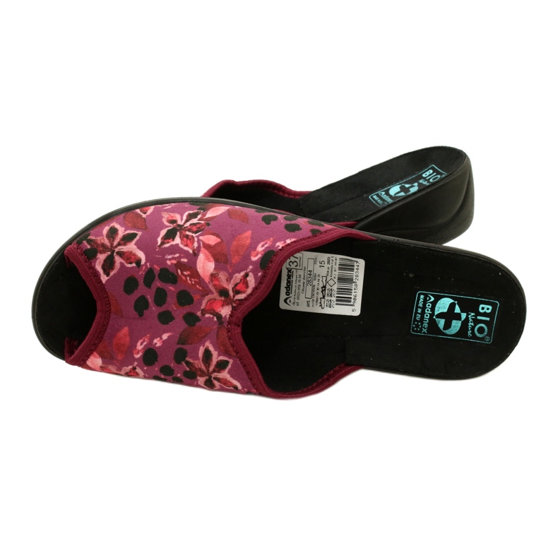 Naisten velourtossut Adanex 28344 Maroon kukilla musta 5