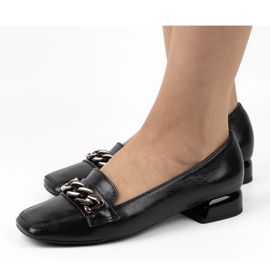 Exquisite Naisten korkeakorkoiset nahkapumput 1451EX musta 1