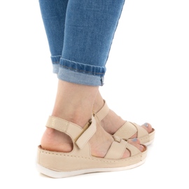 WASAK Mukavat naisten nahkasandaalit 0473W beige 1