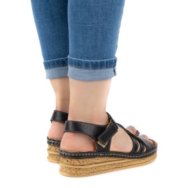 WASAK Mukavat naisten nahkasandaalit 0658W musta 1