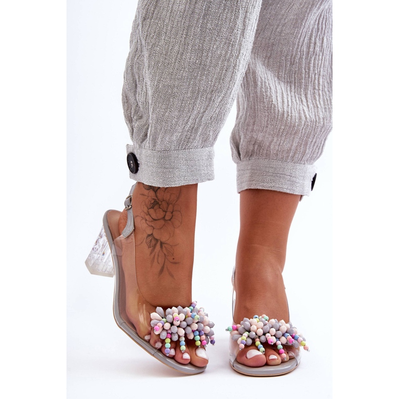 Koristetut muodikkaat sandaalit kantapäässä Harmaa S.Barski MR1037-23 1