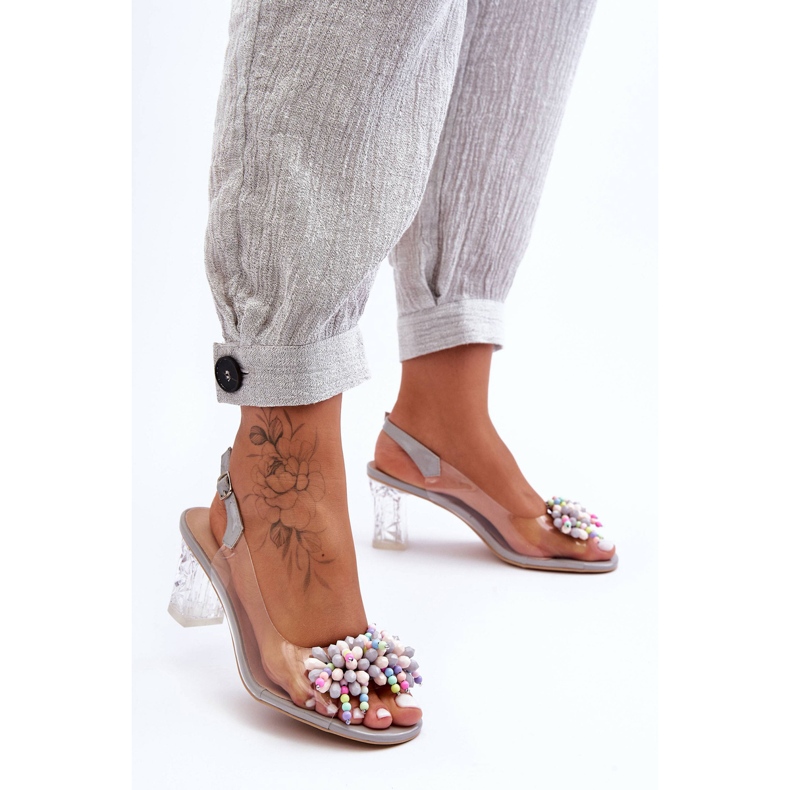 Koristetut muodikkaat sandaalit kantapäässä Harmaa S.Barski MR1037-23 2