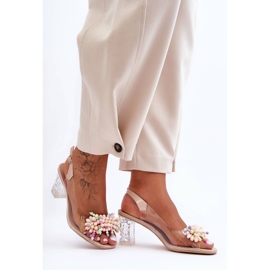 Sisustetut muodikkaat sandaalit beige-korolla S.Barski MR1037-23 1