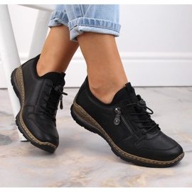 Nahkaiset kengät Rieker W RKR609 mustat 1