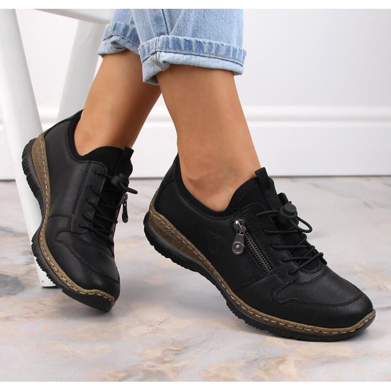 Nahkaiset kengät Rieker W RKR609 mustat 1