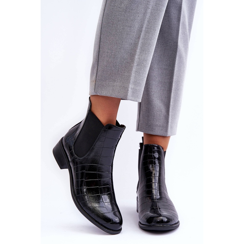 Nahkasaappaat Chelsea Boots Animal Pattern Black Daina musta 2