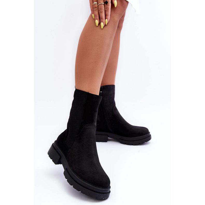 Korkeat Lämpimät Saappaat Jodhpur Boots Nubuck Black Milca musta 1