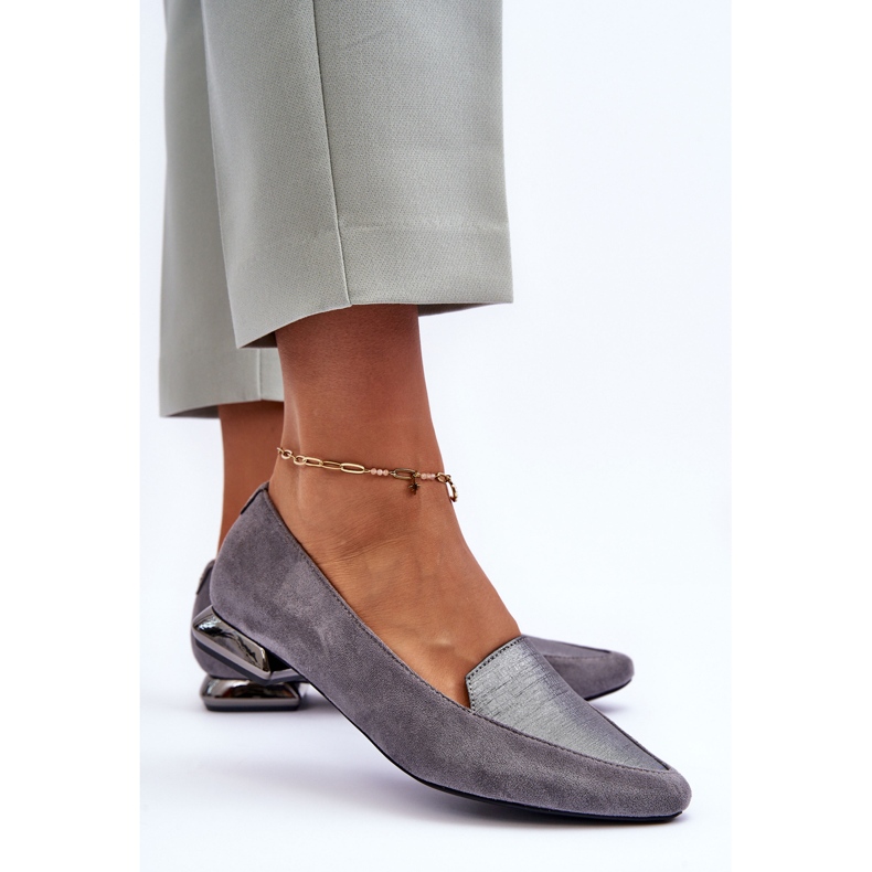 PD1 Flat Suede Ballet Flats Harmaa Loxes 1