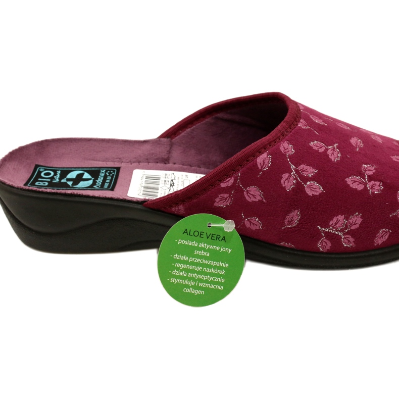 Burgundinväriset samettitossut Adanex 28271 Aloe Vera punainen 6