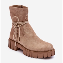 Naisten mokkanahkaiset nilkkurit beige lineanor 1