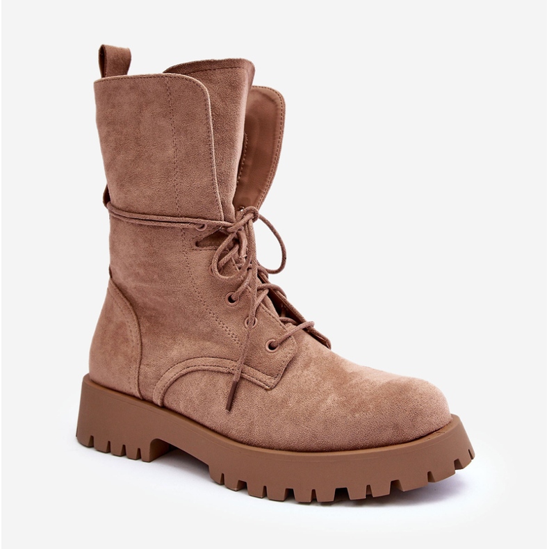 Suede tasakorkoiset Worker Boots Beige Jence 1