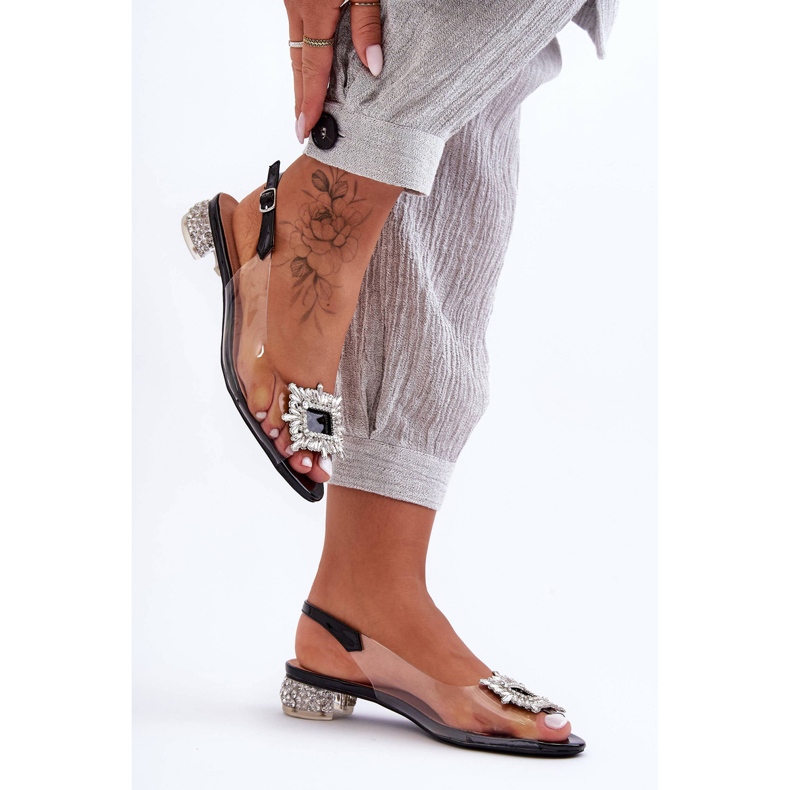 Läpinäkyvät sandaalit koristeilla Musta S.Barski MR1037-05 1