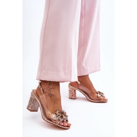 Koristetut tyylikkäät sandaalit läpinäkyvä ruusukulta S.Barski MR1037-18 vaaleanpunainen 2