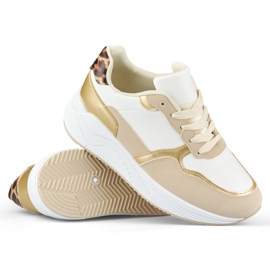 Naisten valkoiset ja kultaiset tennarit valkoinen 1