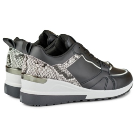 Naisten mustat nauhakengät, joissa matala kiila 1