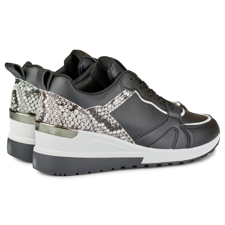 Naisten mustat nauhakengät, joissa matala kiila 1