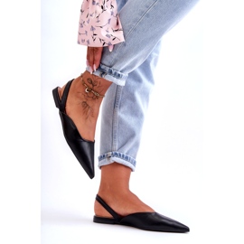 Naisten eko-nahka liukuvat mustat balleriinit 3