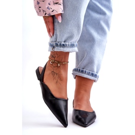 Naisten eko-nahka liukuvat mustat balleriinit 2