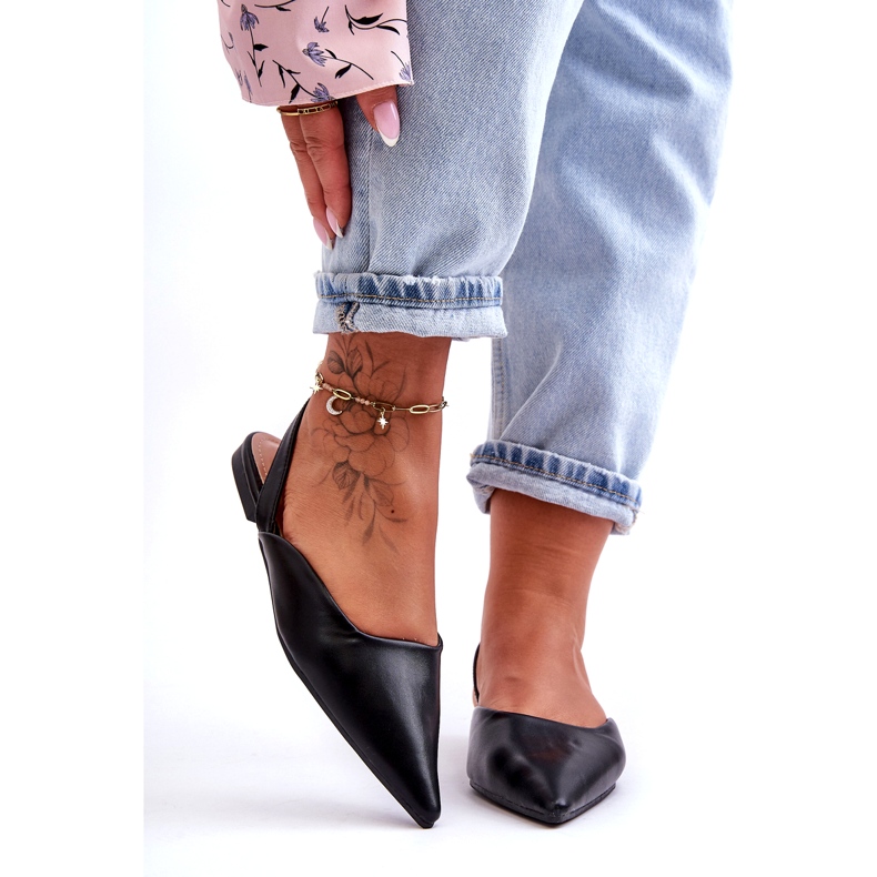 Naisten eko-nahka liukuvat mustat balleriinit 2