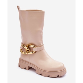 Nahkaiset tasakorkoiset Beige Diominna 1