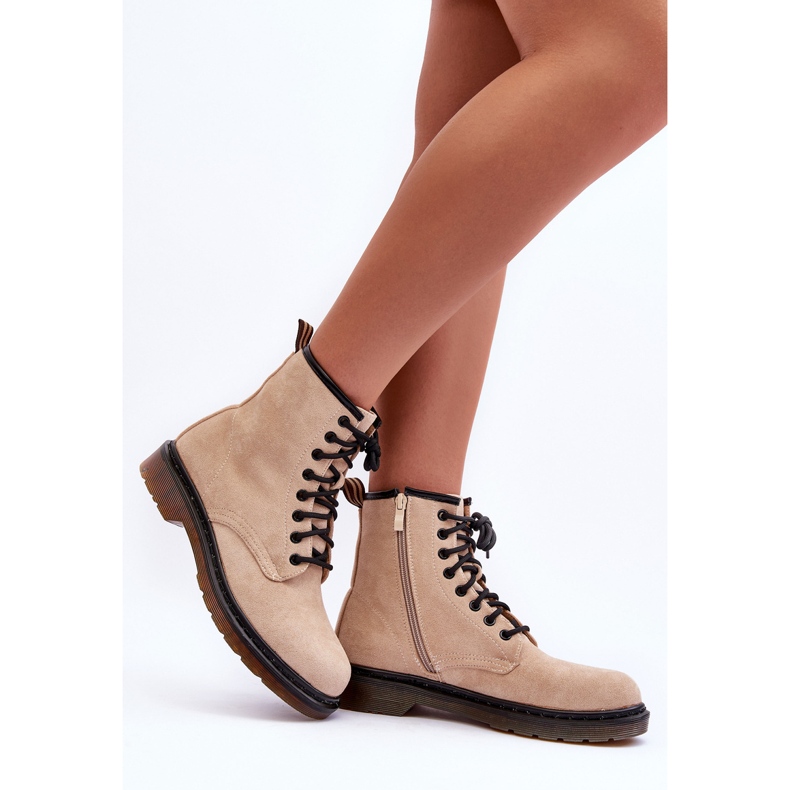 Asteoris mokkanahka tasakorkoiset työsaappaat beige 2