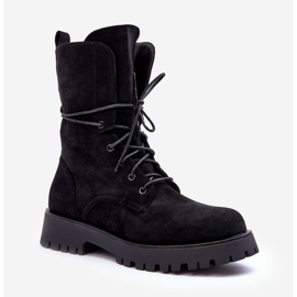 Suede tasakorkoiset Worker Boots Black Jence musta 1