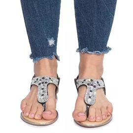 Mustat litteät sandaalit Larissa -timanteilla 1