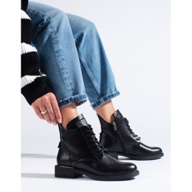 Vinceza naisten mustat litteät saappaat 1