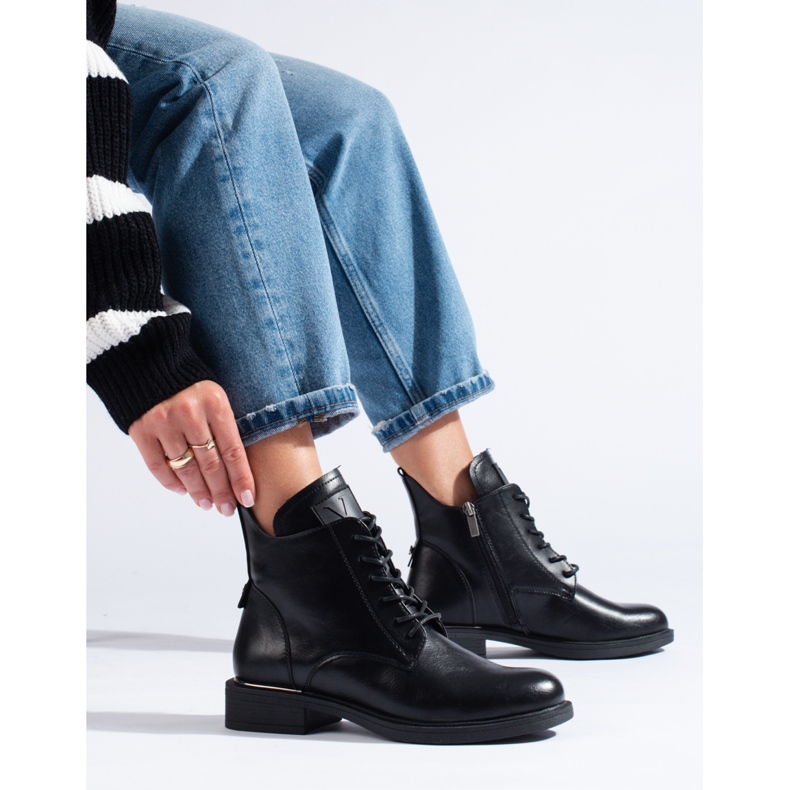 Vinceza naisten mustat litteät saappaat 1