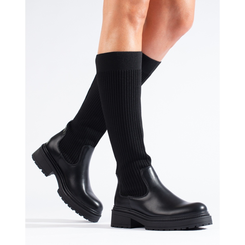 Shelovetin mustat slip-on saappaat 1