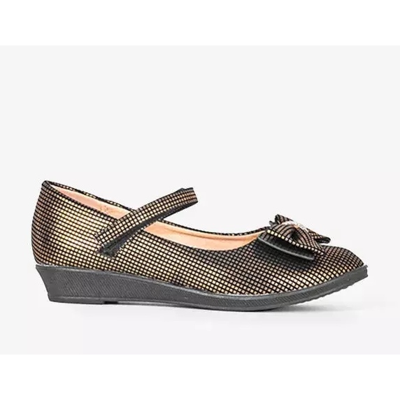 Lasten kultaiset balerinat Tienne rusetilla musta 1