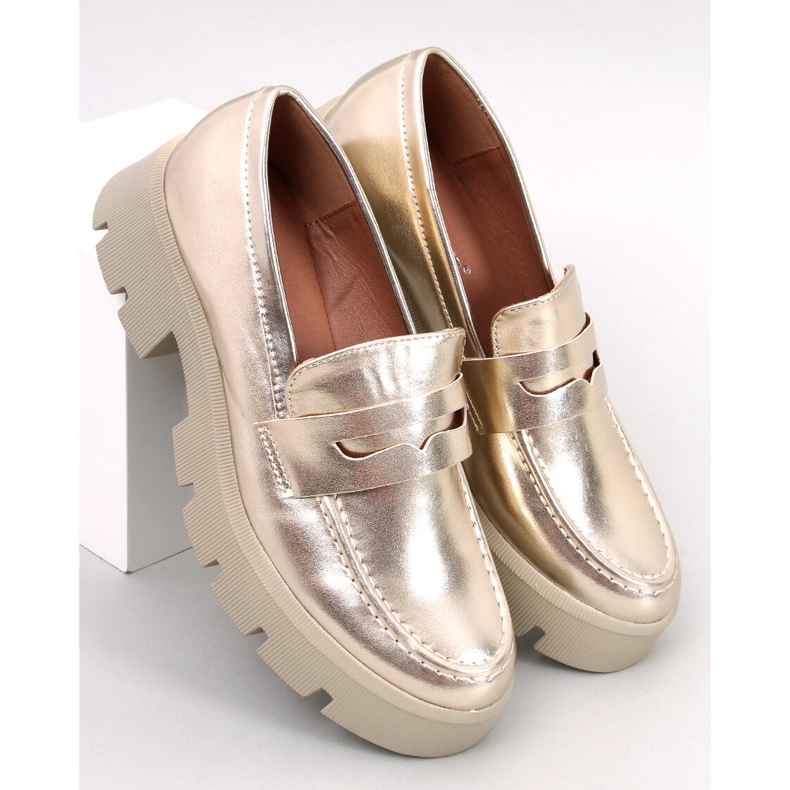 Metalliset loaferit Quant Gold -alustalla kultainen 1