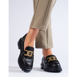 Mustat naisten mokasiinit paksulla Shelovet-tasolla 1