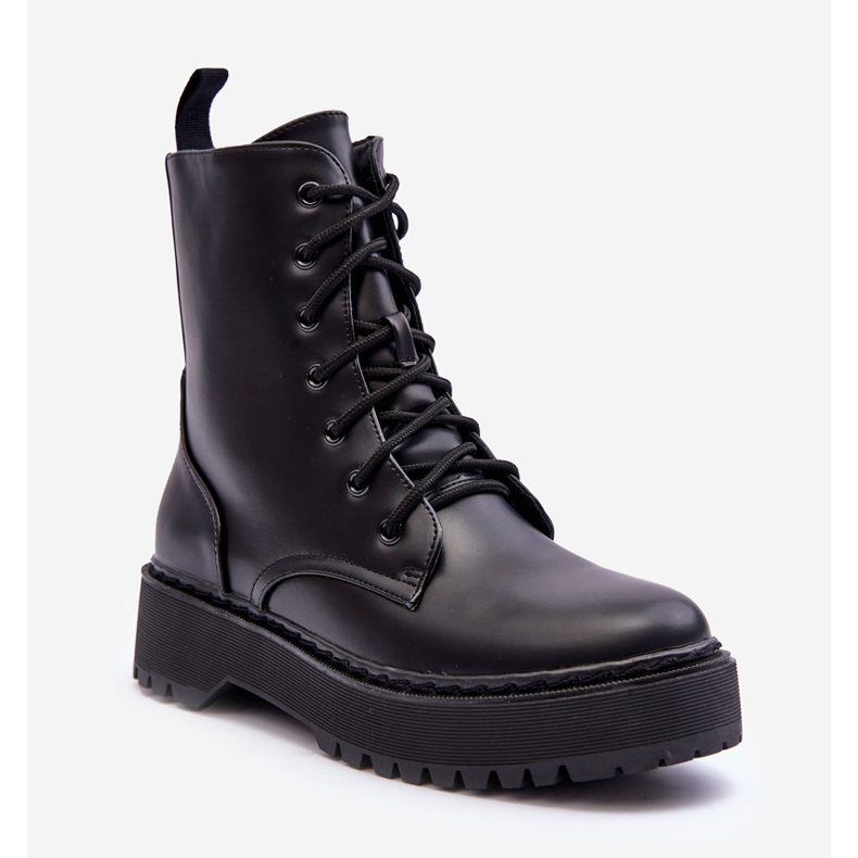 FB2 Leather Worker Boots Mustat Teflorna 1