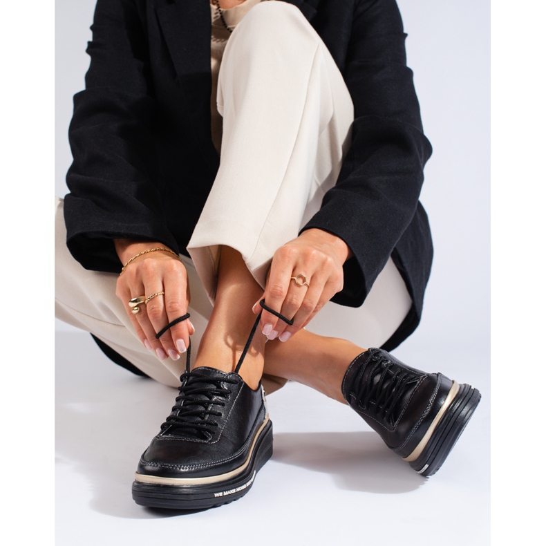 SHELOVET Naisten mustat nahkaiset Shlovet-kengät 1