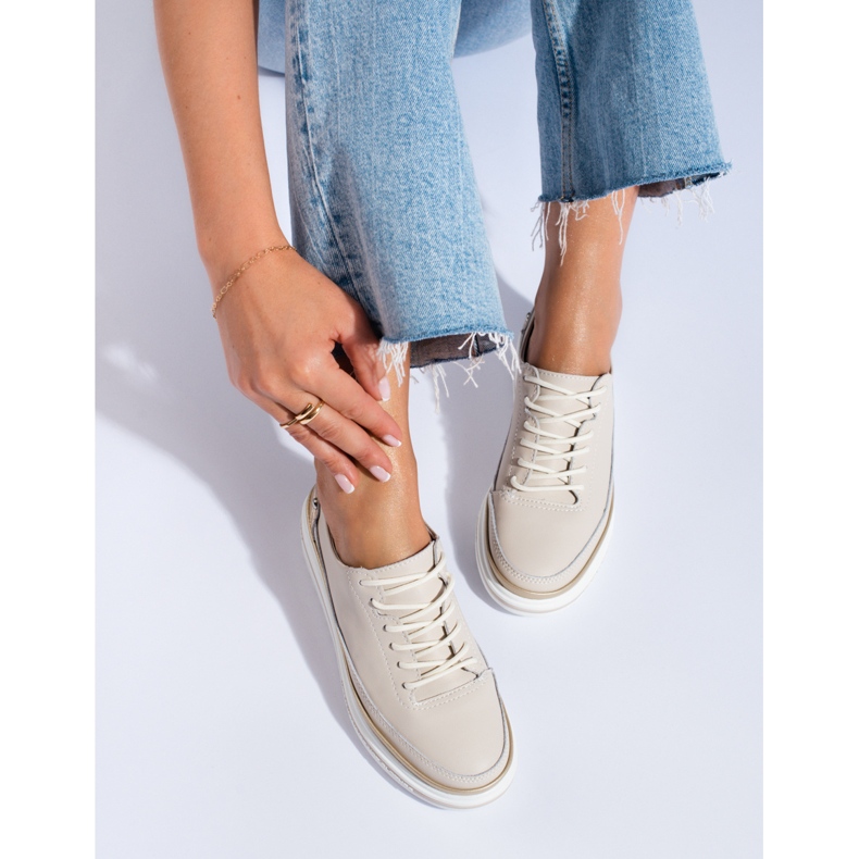 SHELOVET Naisten beigenväriset nahkakengät Shlovet-tasolla 1