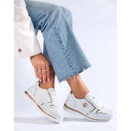 Shelovet naisten valkoiset nahkaiset urheilukengät valkoinen 1