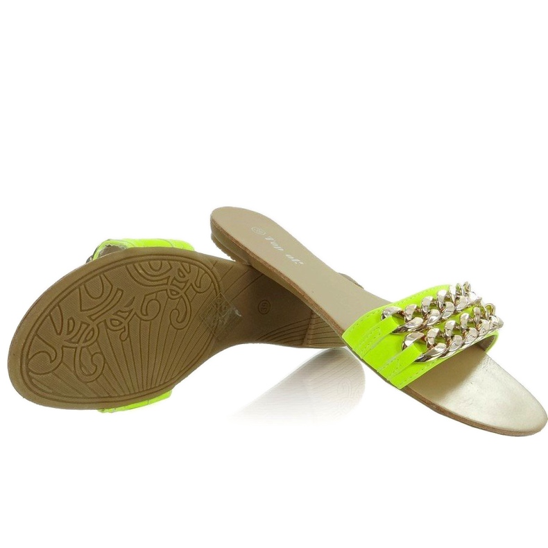 Tossut kultaketjulla MB-6272 kelta-fluo kultainen 1