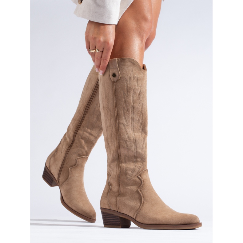 Shelovet beige mokkanahka cowboysaappaat 1