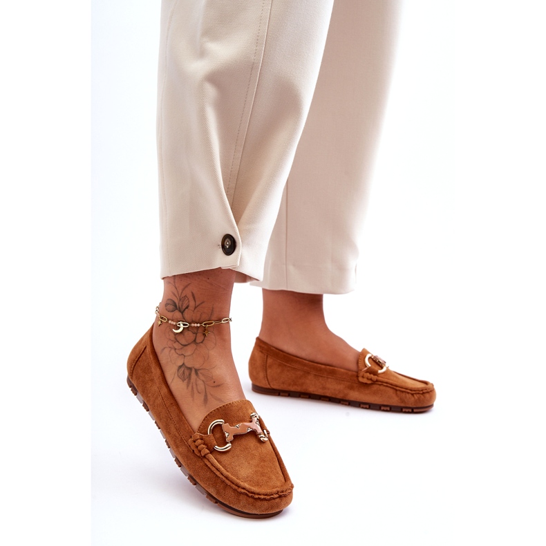 Super Mode Naisten mokkanahkaiset loaferit, joissa on koristelu ruskea Dionira 4