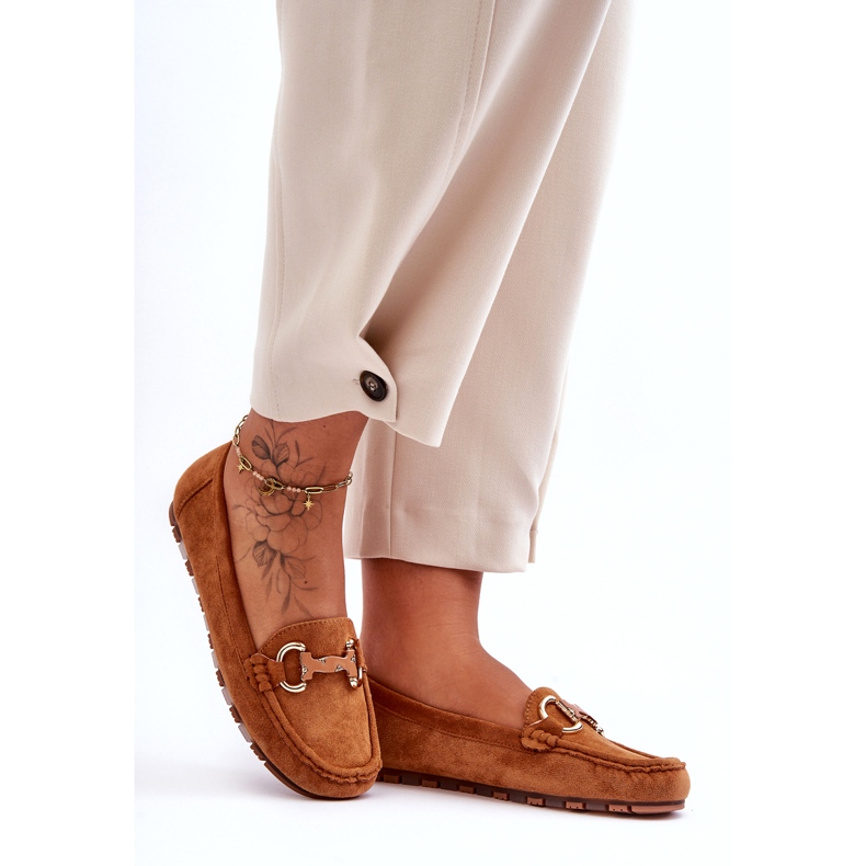 Super Mode Naisten mokkanahkaiset loaferit, joissa on koristelu ruskea Dionira 3